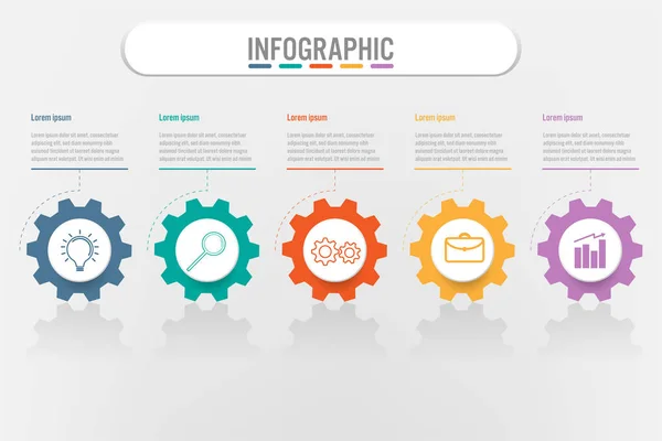 Infographic Şablonuyla Vites Seçenekleri Soyut Öğeler Diyagramı Veya Işlemleri Düz — Stok Vektör