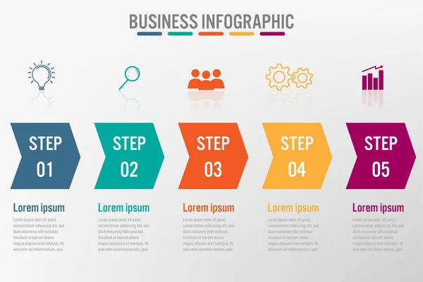 Modelo Infográfico Negócios Com Opções Setas Diagrama Processos Elementos Abstratos — Vetor de Stock