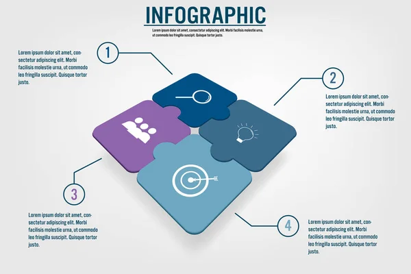 Plantilla Infografía Empresarial Con Opciones Forma Rompecabezas Diagrama Elementos Abstractos — Vector de stock