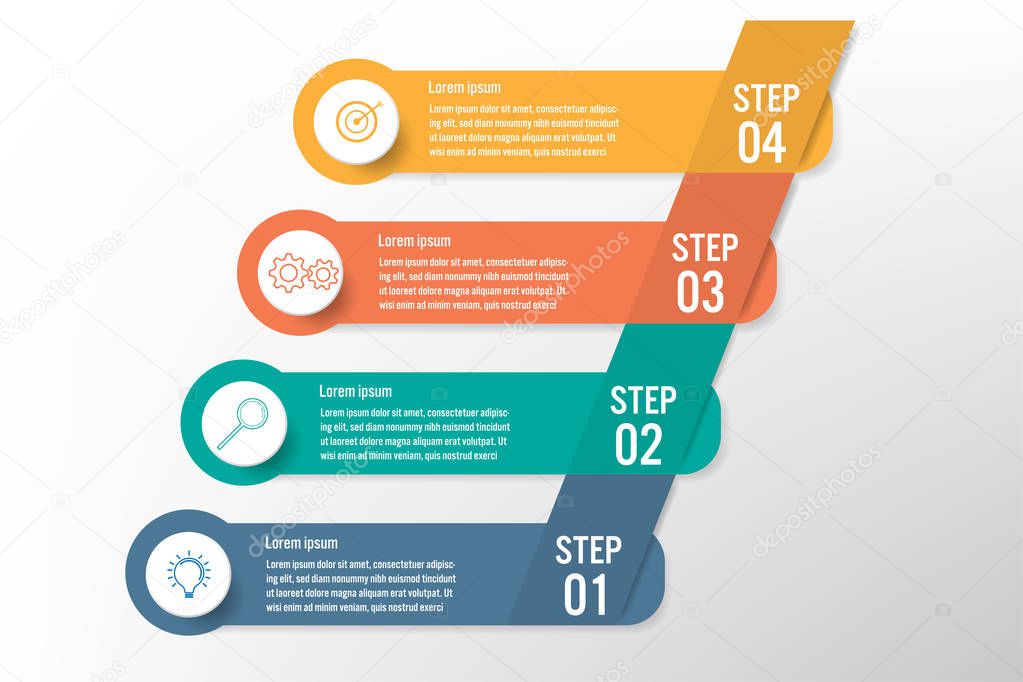 Business infographic template with 4 options, Abstract elements diagram or processes and business flat icon, Vector business template for presentation.Creative concept for infographic