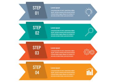 İş Infographic şablonuyla 4 seçenekleri, Soyut öğeler diyagramı veya işlemleri ve iş düz simgesi, vektör iş şablonu sunumu için. Creative Infographic konsepti