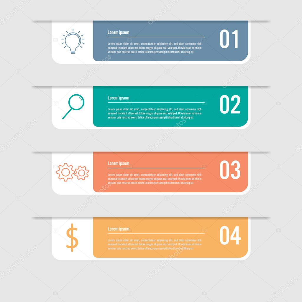 Business infographic template with 4 options, Abstract elements diagram or processes and business flat icon, Vector business template for presentation.Creative concept for infographic