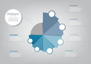 İş Infographic şablonuyla 6 seçeneği pasta grafiği, Soyut öğeler diyagramı veya işlemleri ve iş düz simgesi, vektör iş şablonu sunumu için. Creative Infographic konsepti