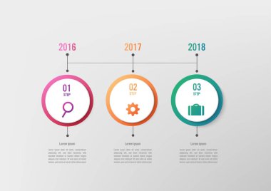 İş Infographic Şablon 3 seçenek ile daire şekli, Soyut öğeler diyagramı veya işlemleri ve iş düz simgesi, vektör iş şablonu sunumu için. Creative Infographic konsepti.