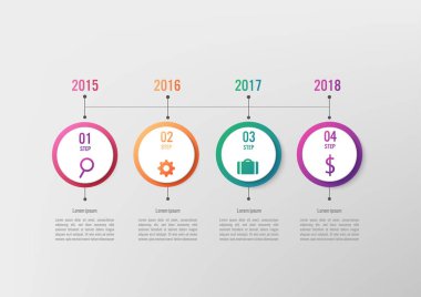 İş Infographic Şablon 4 seçenekleri ile daire şekli, Soyut öğeler diyagramı veya işlemleri ve iş düz simgesi, vektör iş şablonu sunumu için. Creative Infographic konsepti.