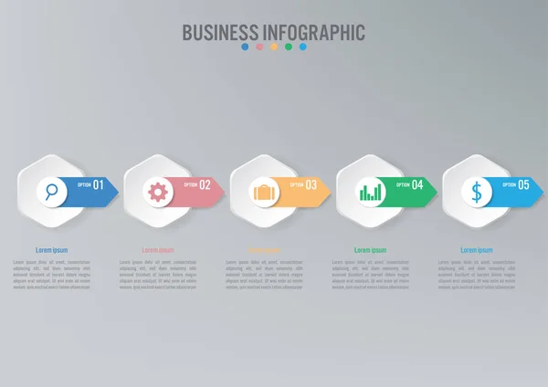 Plantilla Infografía Empresarial Con Opciones Diagrama Procesos Elementos Abstractos Icono — Vector de stock