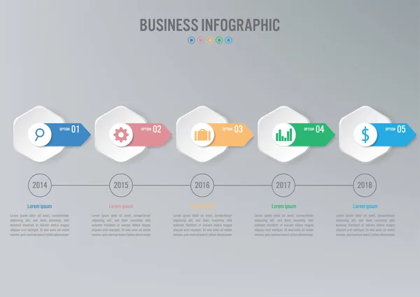 Plantilla Infografía Empresarial Con Opciones Diagrama Procesos Elementos Abstractos Icono — Vector de stock