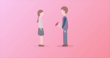 Romantik adam kadına bir çiçek verin. Sevgililer günü festivali.
