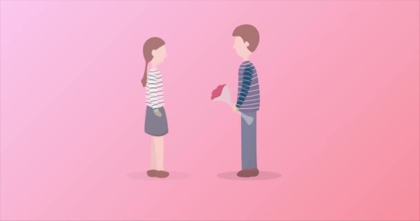 男のロマンは 女性に花を与えます バレンタインの日祭 — ストック動画