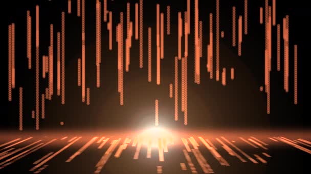 Futuristische Abstrakte Glitzernde Orange Lichtpunkte Muster Hintergrund — Stockvideo