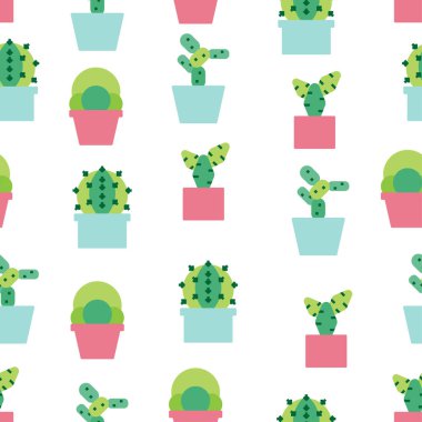 Sevimli kaktüs ile dikişsiz desen arka plan