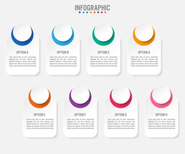 8 seçenekli iş bilgi grafiği etiketleri şablonu.