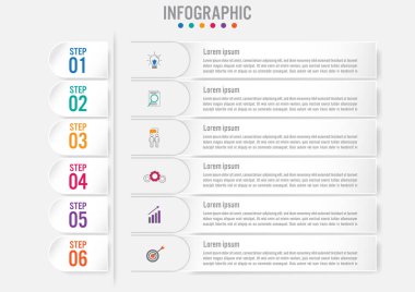 6 seçenekli iş bilgi grafiği etiketleri şablonu.
