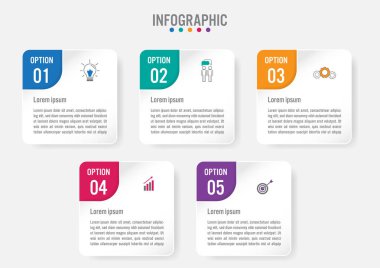 5 seçenekli iş bilgi grafiği etiketleri şablonu.