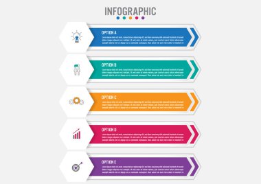 5 seçenekli iş bilgi grafiği etiketleri şablonu