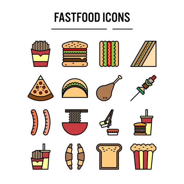 Fast Food icoon in gevulde outline ontwerp voor webdesign — Stockvector