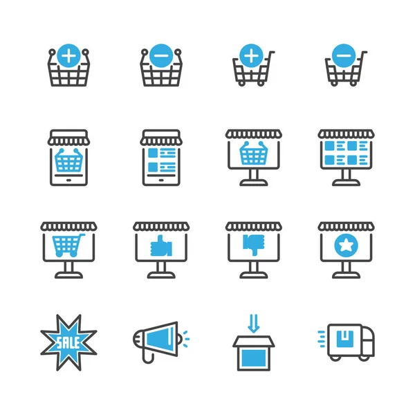 Conjunto de ícones de compras online.Vector illustratio —  Vetores de Stock