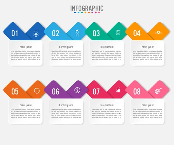 Шаблон бизнес-инфографики с 8 опциями . — стоковый вектор