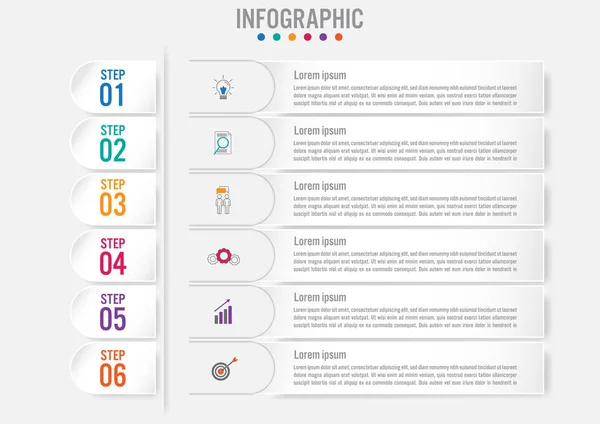 Business infografik etiketter mall med 6 alternativ. — Stock vektor