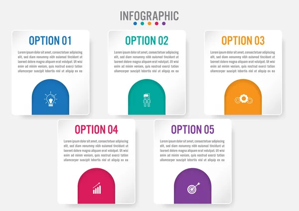 Шаблон бизнес-инфографики с 5 опциями — стоковый вектор