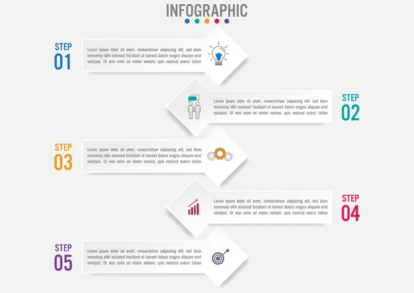 Business infografik mall med 5 alternativ pilar form — Stock vektor