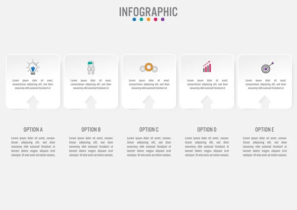 Modelo de etiquetas de infográfico de negócios com 5 opções — Vetor de Stock