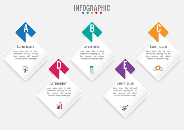 Modèle d'étiquettes infographiques d'entreprise avec 5 options — Image vectorielle