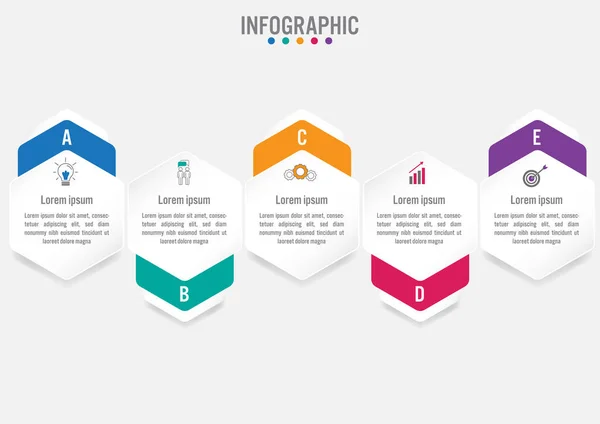 Modello di etichette infografiche aziendali con 5 opzioni — Vettoriale Stock