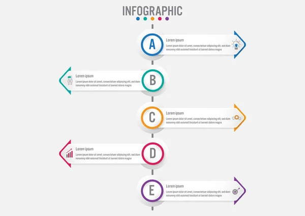 Szablon biznesowy Infografika z 5 opcjami kształtu strzałki — Wektor stockowy