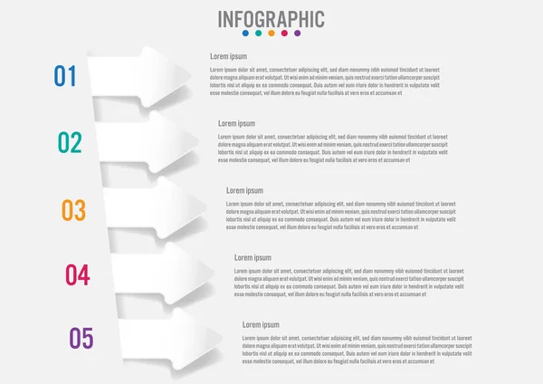 Business infografik mall med 5 alternativ pilar form — Stock vektor