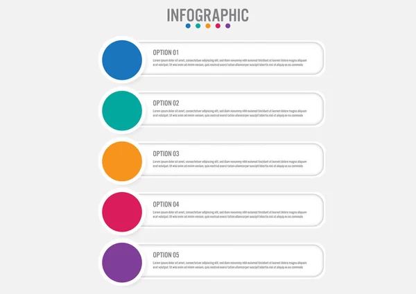 Business infographic etiketten sjabloon met 5 opties. — Stockvector