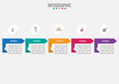 5 seçenekli iş bilgi grafiği etiketleri şablonu.