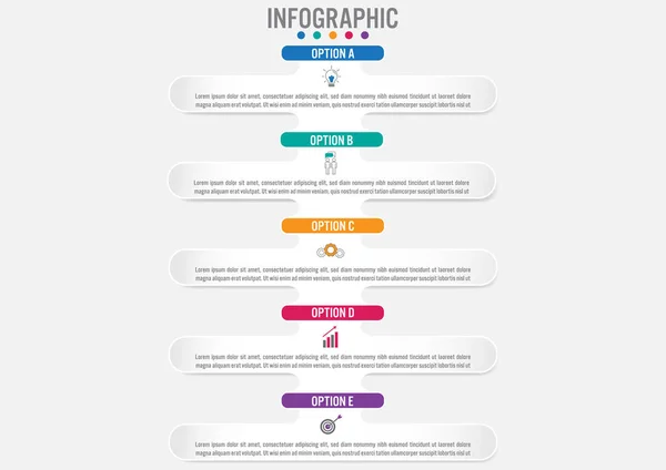 Modèle d'étiquettes infographiques d'entreprise avec 5 options — Image vectorielle