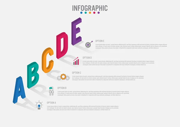 Šablona obchodních infografických popisků s 5 možnostmi. — Stockový vektor