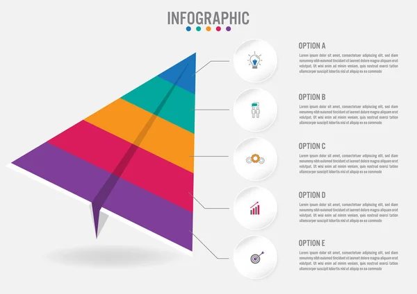 Business infografik etiketter mall med 5 alternativ — Stock vektor