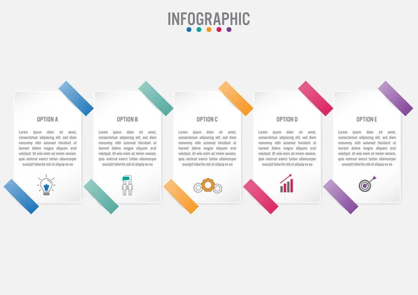 Šablona obchodních infografických popisků s 5 možnostmi. — Stockový vektor