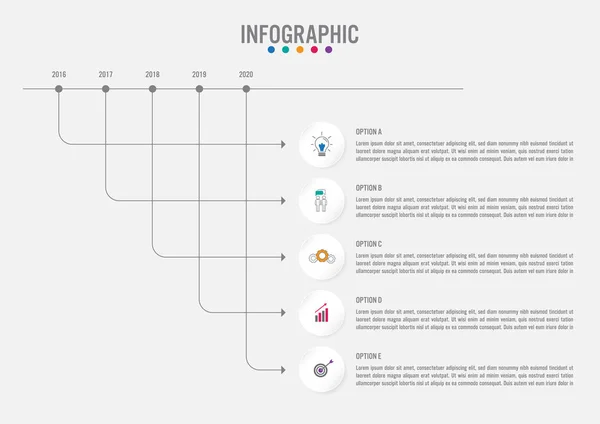 Business infografik etiketter mall med 5 alternativ. — Stock vektor