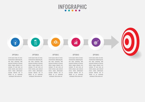 Business infographic template with 5 options — Stock Vector