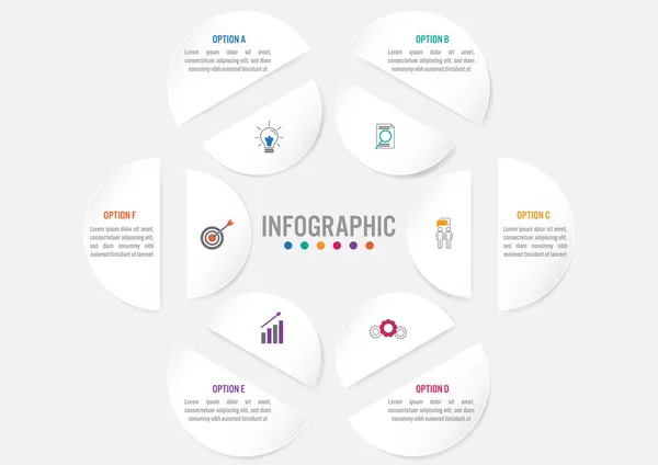 Infografika šablona s 6 možnosti podnikání — Stockový vektor