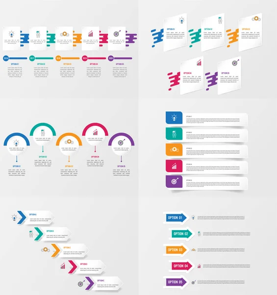 Conjunto de plantillas de elementos de infografía con opciones . — Vector de stock