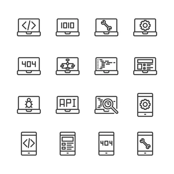 Illustration des Programmier- und Kodiersymbols set.vector — Stockvektor