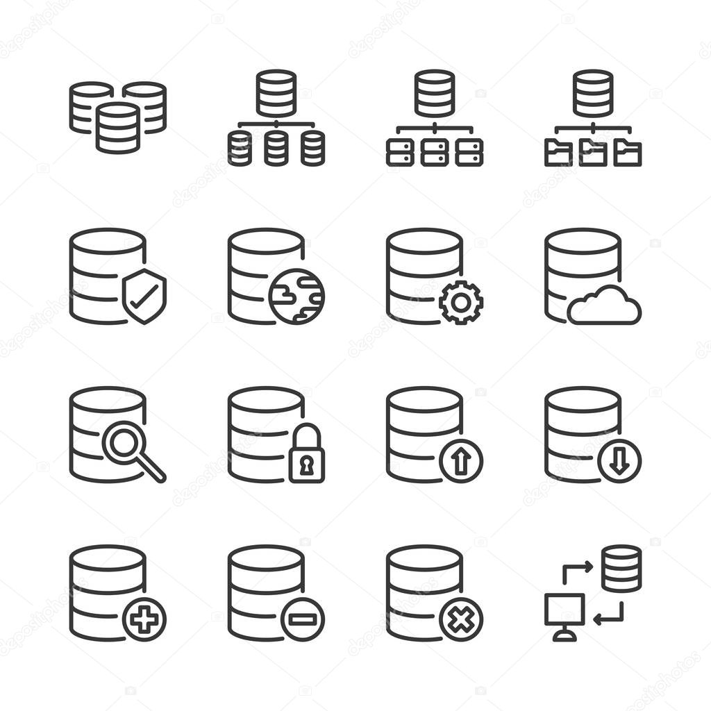 Database system icon set.Vector illustration
