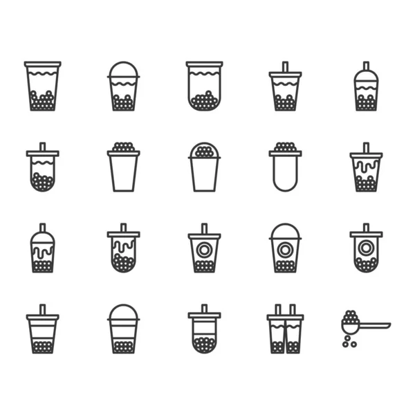 Ensemble d'icônes de thé au lait à bulles Illustration vectorielle — Image vectorielle