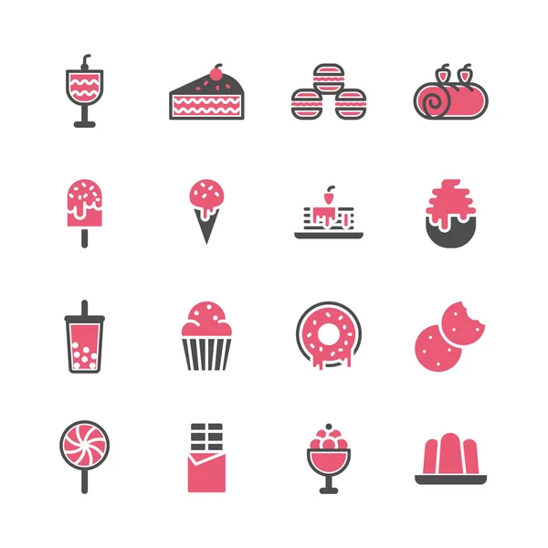 Dessert icon set in flat design .Vector illustration — Stock Vector