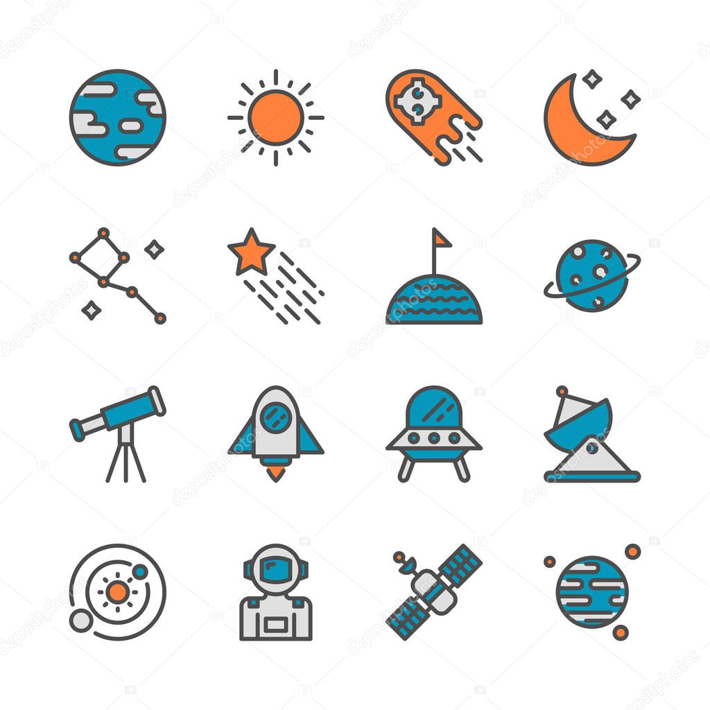 Space in colorline icon set design.Vector illustration