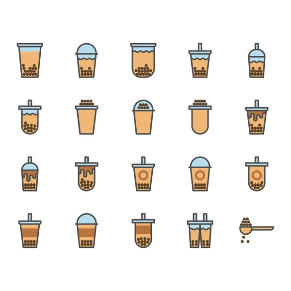 Bubble melk thee in Colorline icon set. Vector illustratie — Stockvector