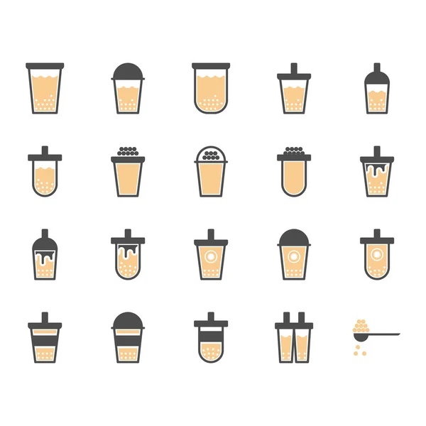 Bubble melk thee in glyph icon set. Vector illustratie — Stockvector