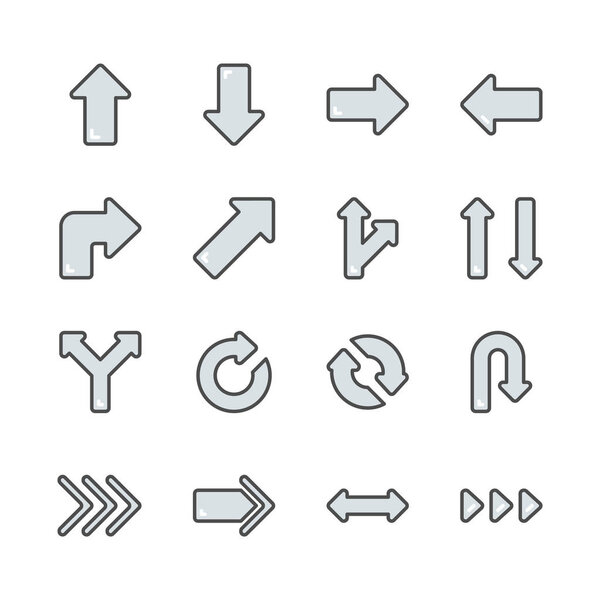 Arrows in colorline icon set.Vector illustration