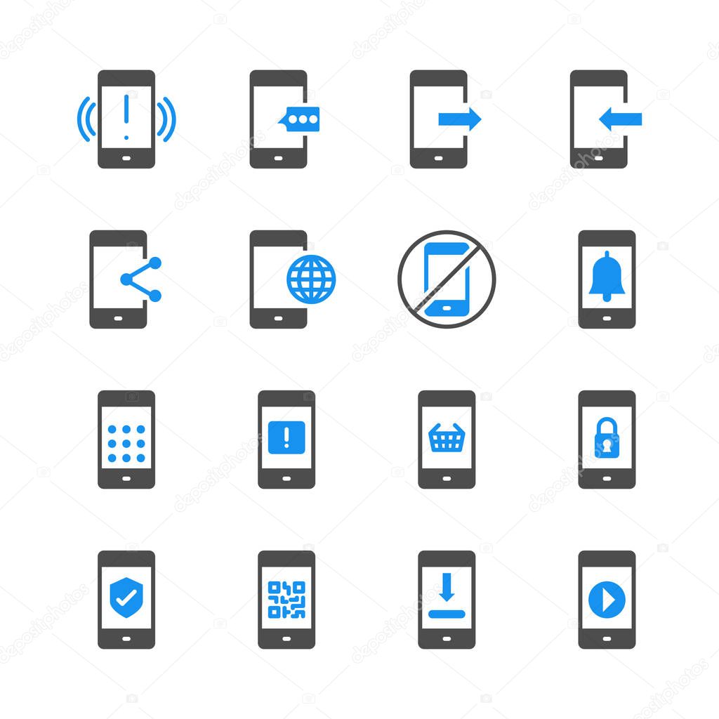Cell phone in glyph icon set.Vector illustration