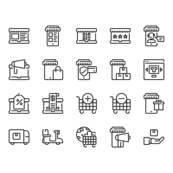 Icono de compras en línea set.Vector ilustración — Vector de stock